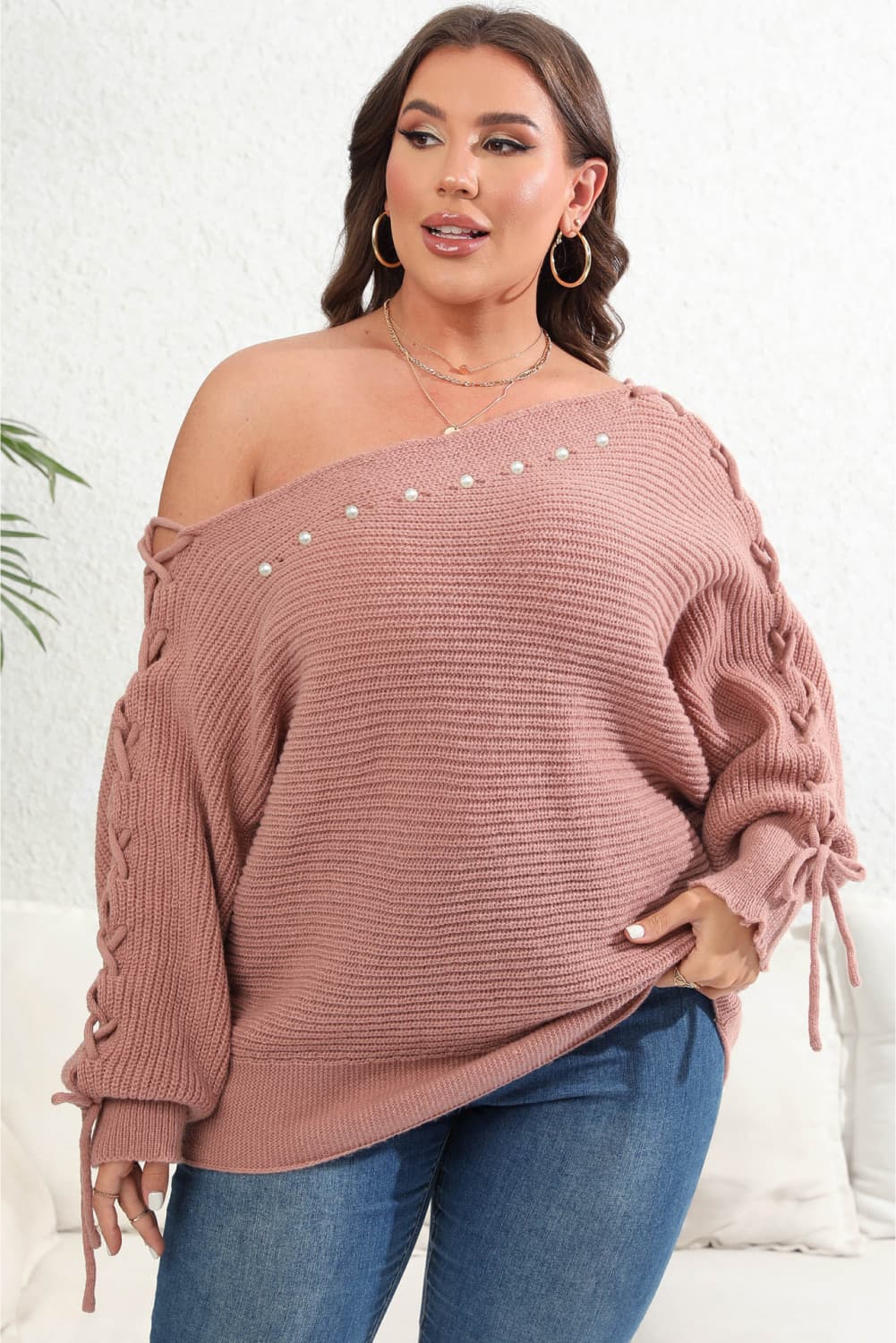 Plus size one shoulder sweater hotsell