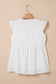Light Pink Textured Ruffled Trim V Neck Flutter Flowy Top elegantbunny