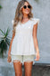 Light Pink Textured Ruffled Trim V Neck Flutter Flowy Top elegantbunny