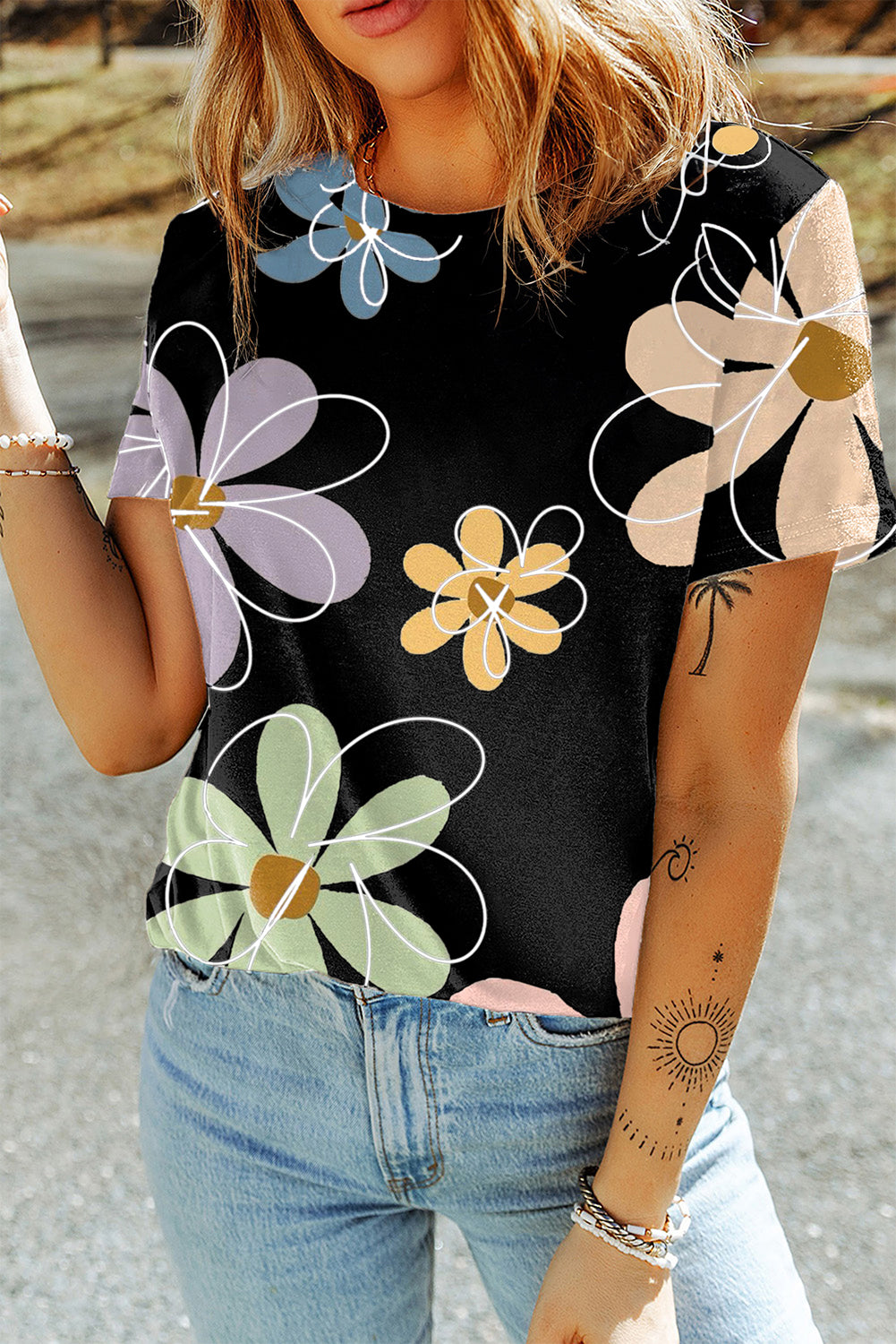 Summer Styling Flower Print T Shirt