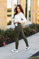 Olive Green Leggings with Side Pockets