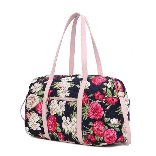 Khelani Quilted Botanical Pattern Duffle Bag elegantbunny