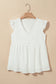 Light Pink Textured Ruffled Trim V Neck Flutter Flowy Top elegantbunny