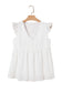 Light Pink Textured Ruffled Trim V Neck Flutter Flowy Top elegantbunny
