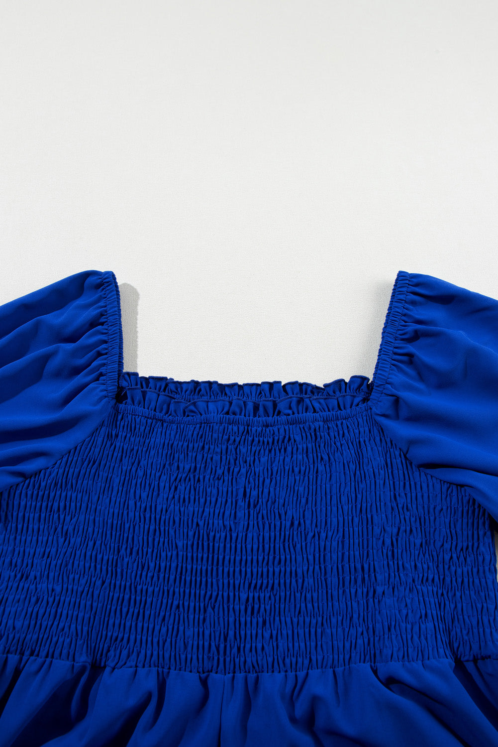 Dark Blue Shirred Ruffled Mini Dress