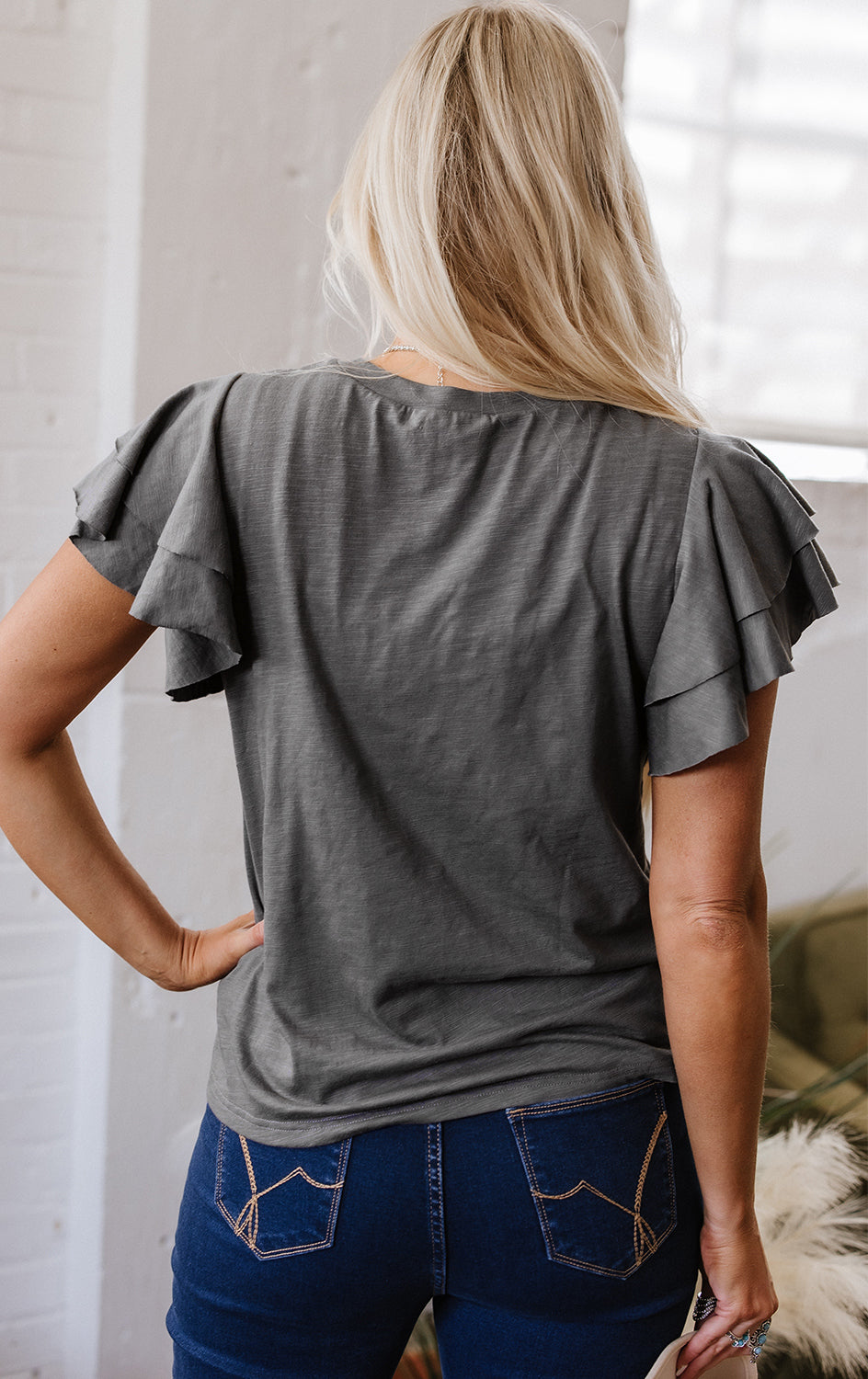 White Layered Ruffle Short Sleeve Round Neck Top elegantbunny