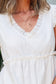 Light Pink Textured Ruffled Trim V Neck Flutter Flowy Top elegantbunny