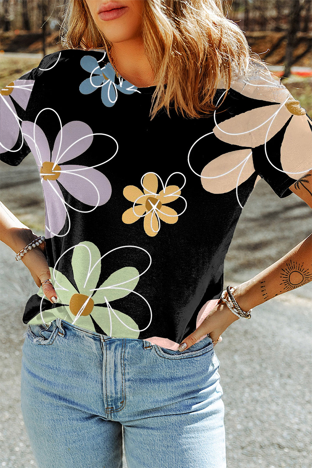 Summer Styling Flower Print T Shirt