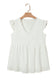 Light Pink Textured Ruffled Trim V Neck Flutter Flowy Top elegantbunny