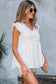 Light Pink Textured Ruffled Trim V Neck Flutter Flowy Top elegantbunny