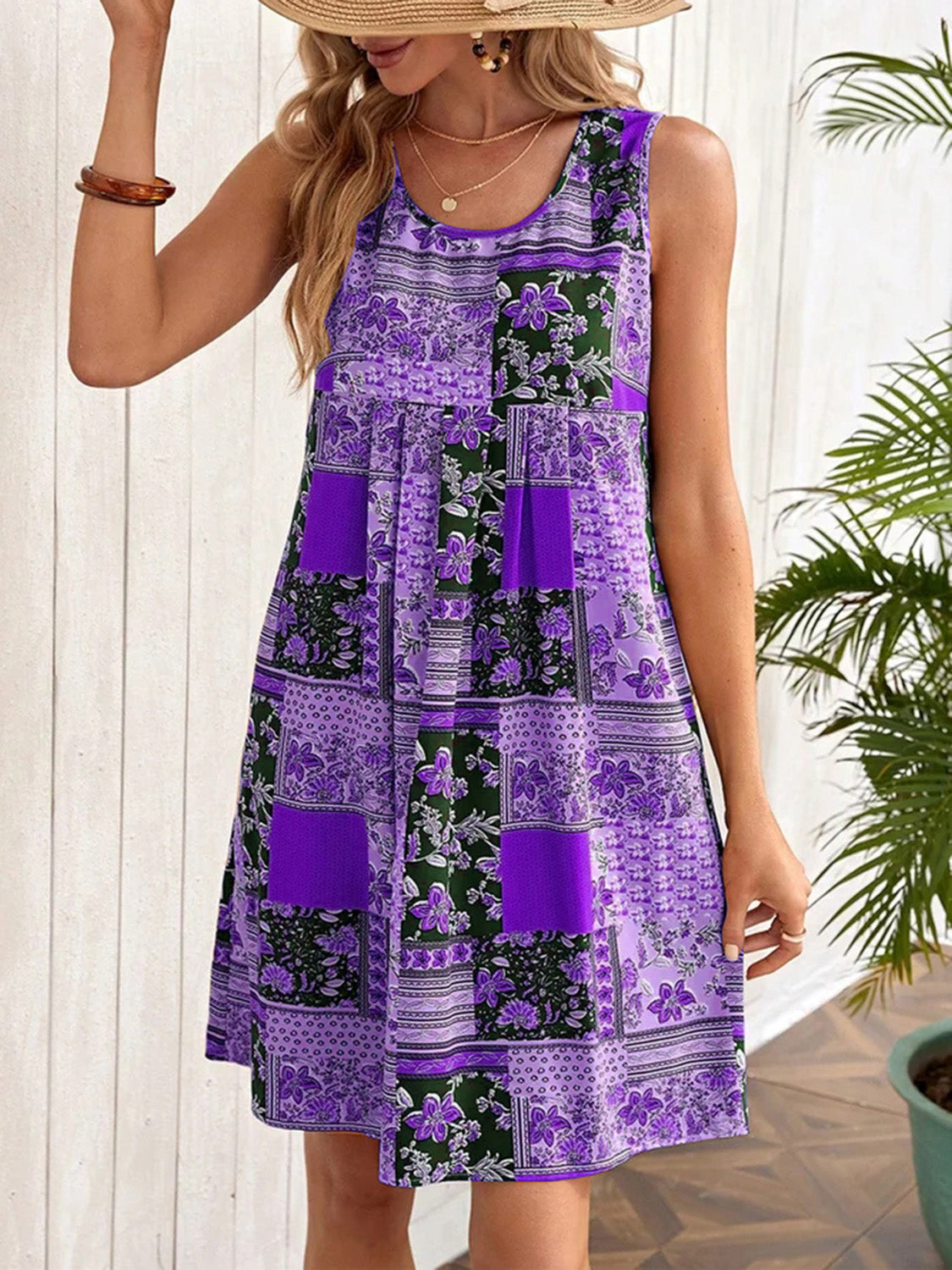 The Priscilla - Printed Sleeveless Mini Dress elegantbunny