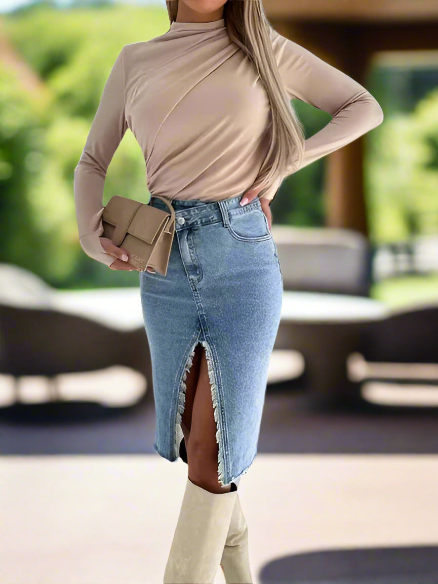 Vintage High Waist Denim Skirt4