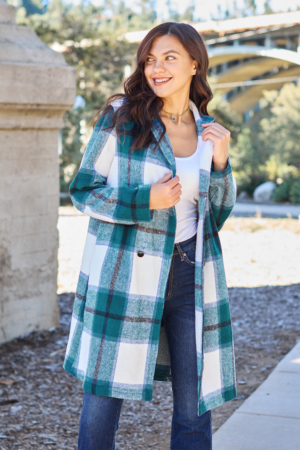 Pretty In Plaid II Button Up Collar Coat elegantbunny