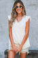 Light Pink Textured Ruffled Trim V Neck Flutter Flowy Top elegantbunny