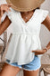 Light Pink Textured Ruffled Trim V Neck Flutter Flowy Top elegantbunny