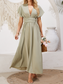 Women's V-neck Belted Back Cross Cut-out Long Dress Multi-Wear Dress H8HDRLMXD7 elegantbunny