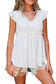Light Pink Textured Ruffled Trim V Neck Flutter Flowy Top elegantbunny