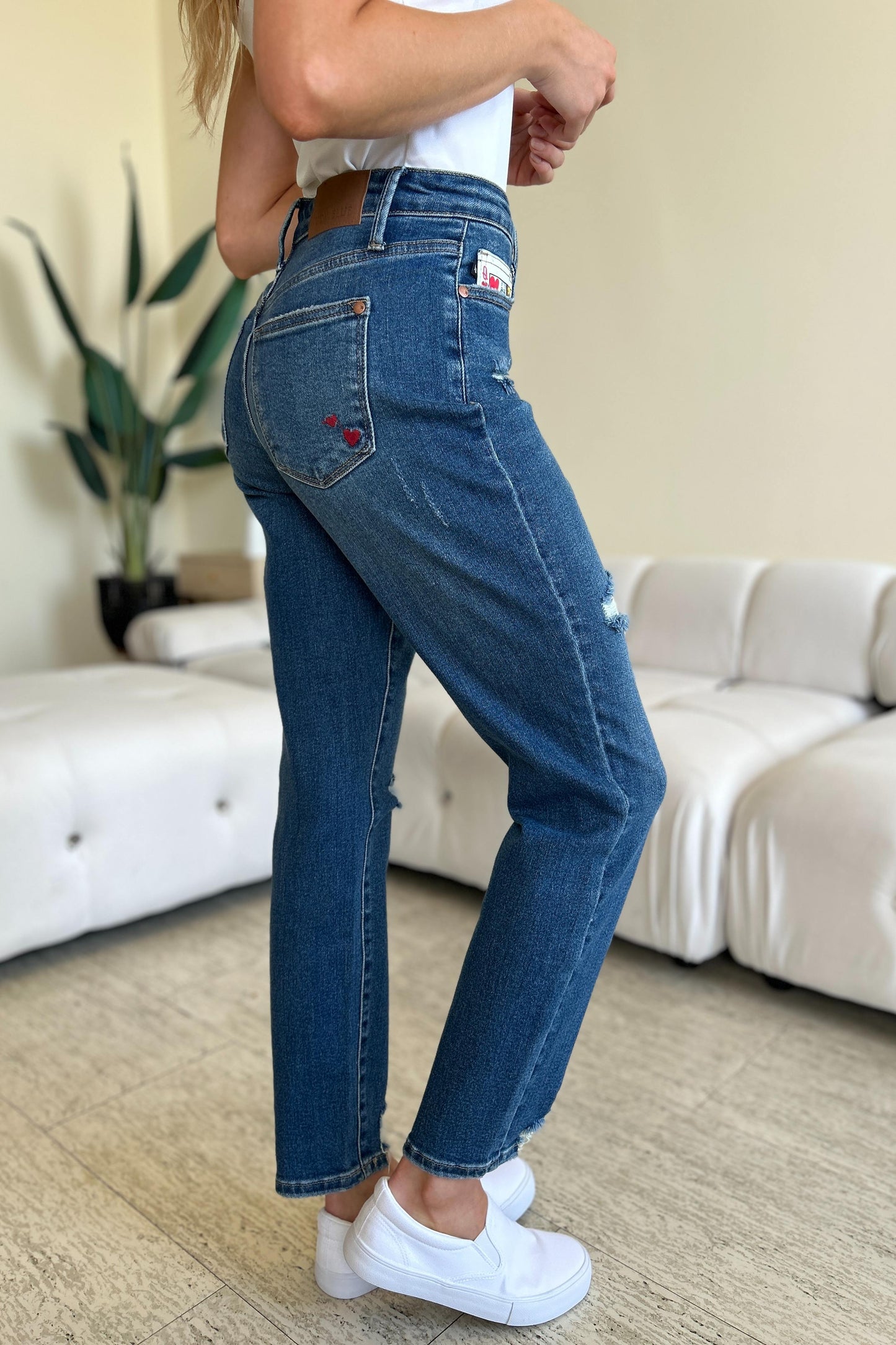 Queen Of Hearts Coin Pocket BF Jeans by Judy Blue