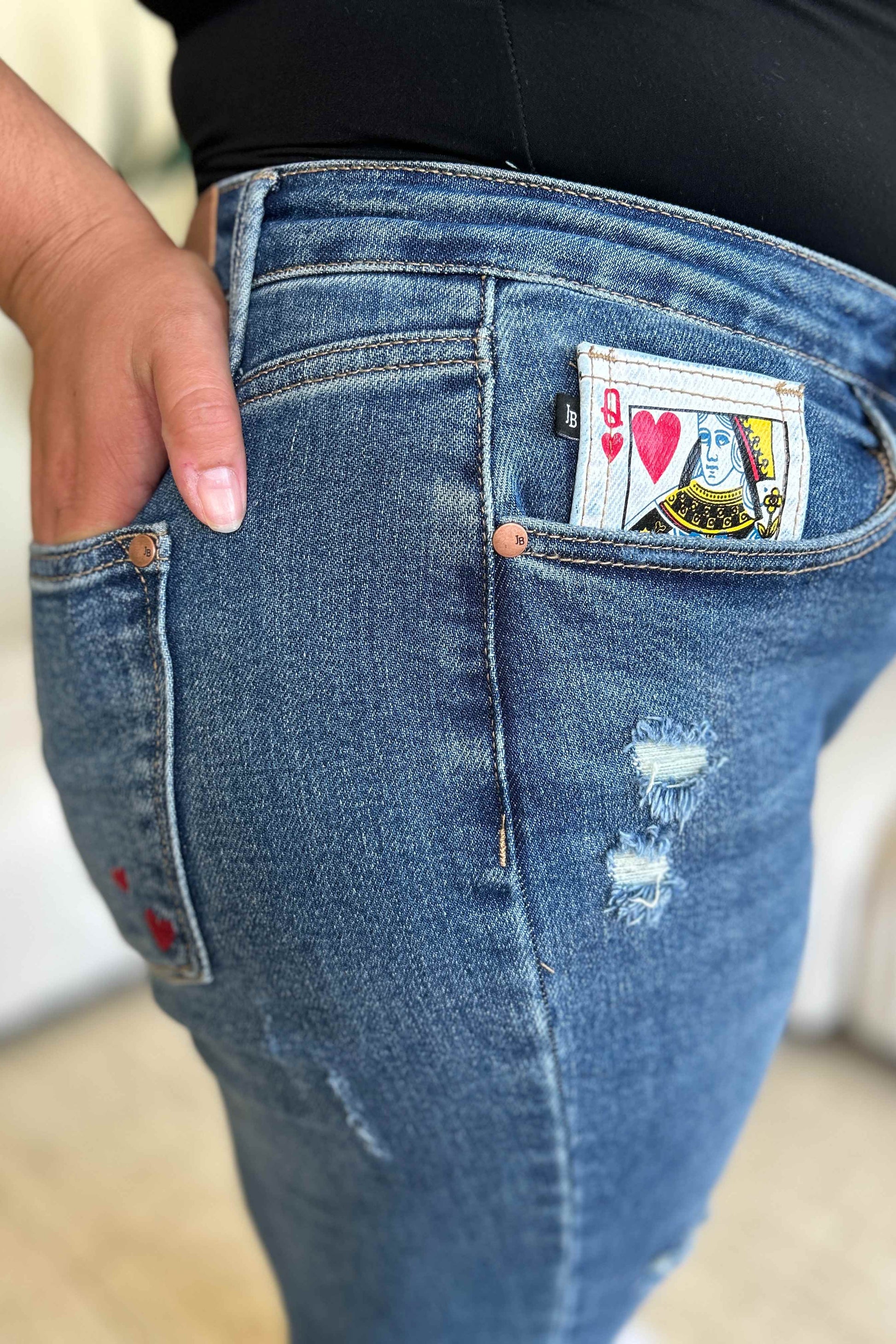 Queen Of Hearts Coin Pocket BF Jeans by Judy Blue