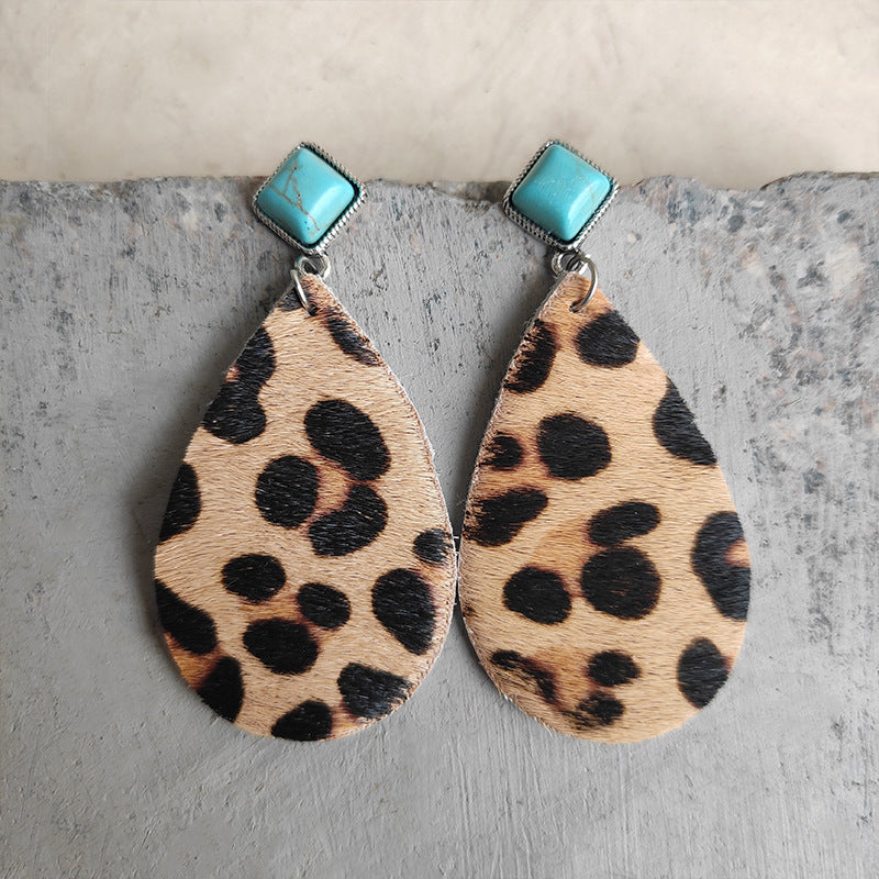 Artificial Turquoise Teardrop Variety Earrings