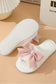 White Bow Knot Decor Open Toe Plush Slippers elegantbunny