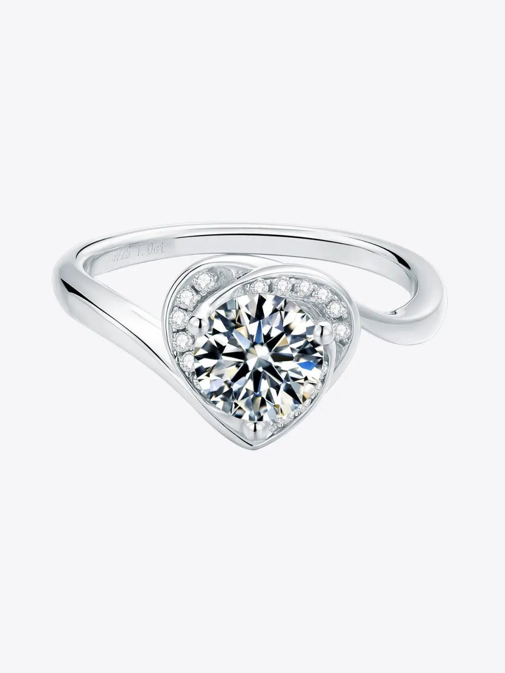1 Carat Moissanite 925 Sterling Silver Heart Ring 
