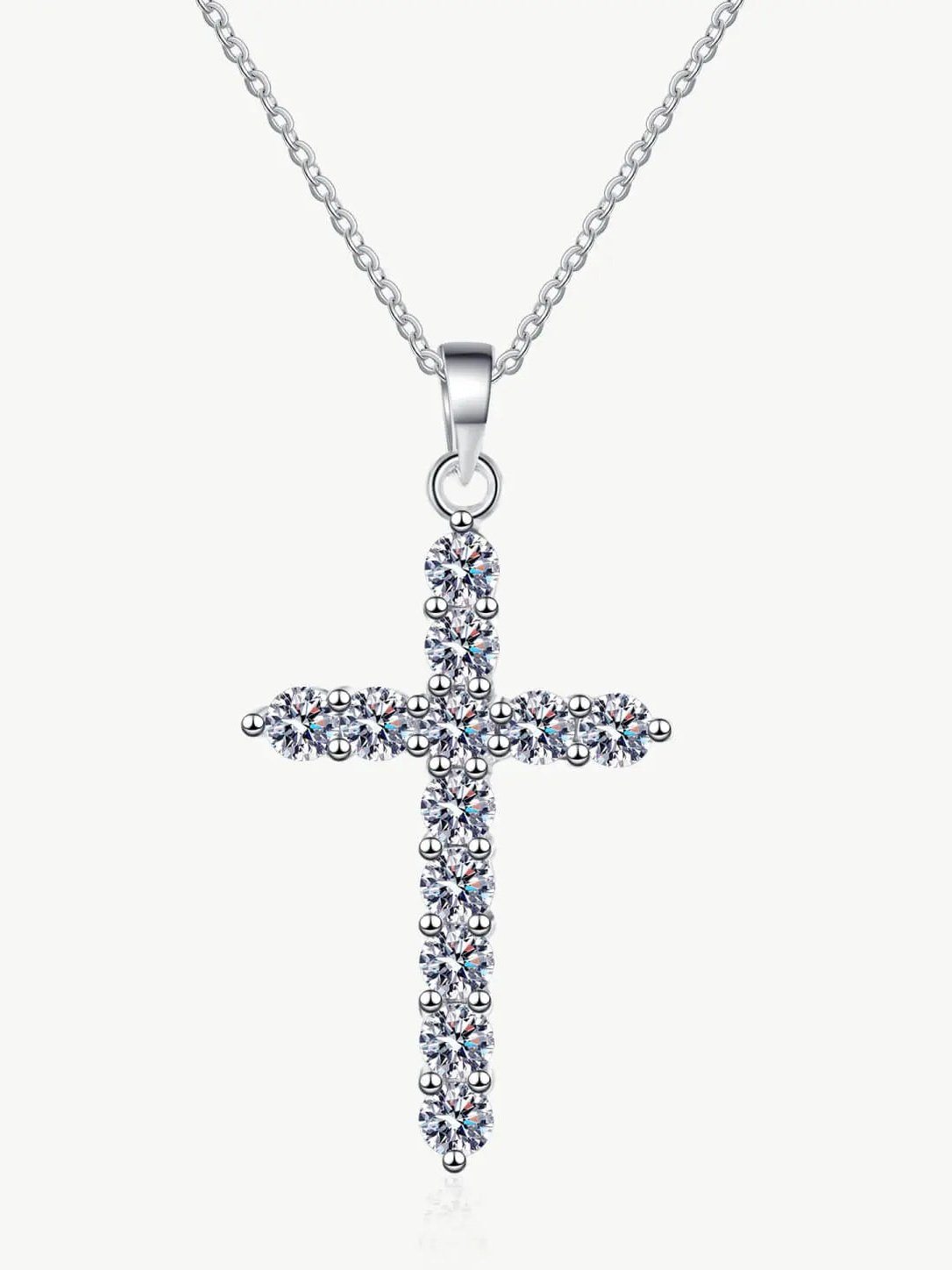 Moissanite Cross Pendant Chain Necklace Trendsi