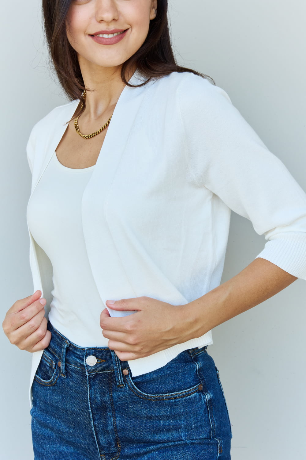 My Favorite Cropped Cardigan in Ivory