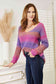 Multicolored Rib-Knit V-Neck Sweater