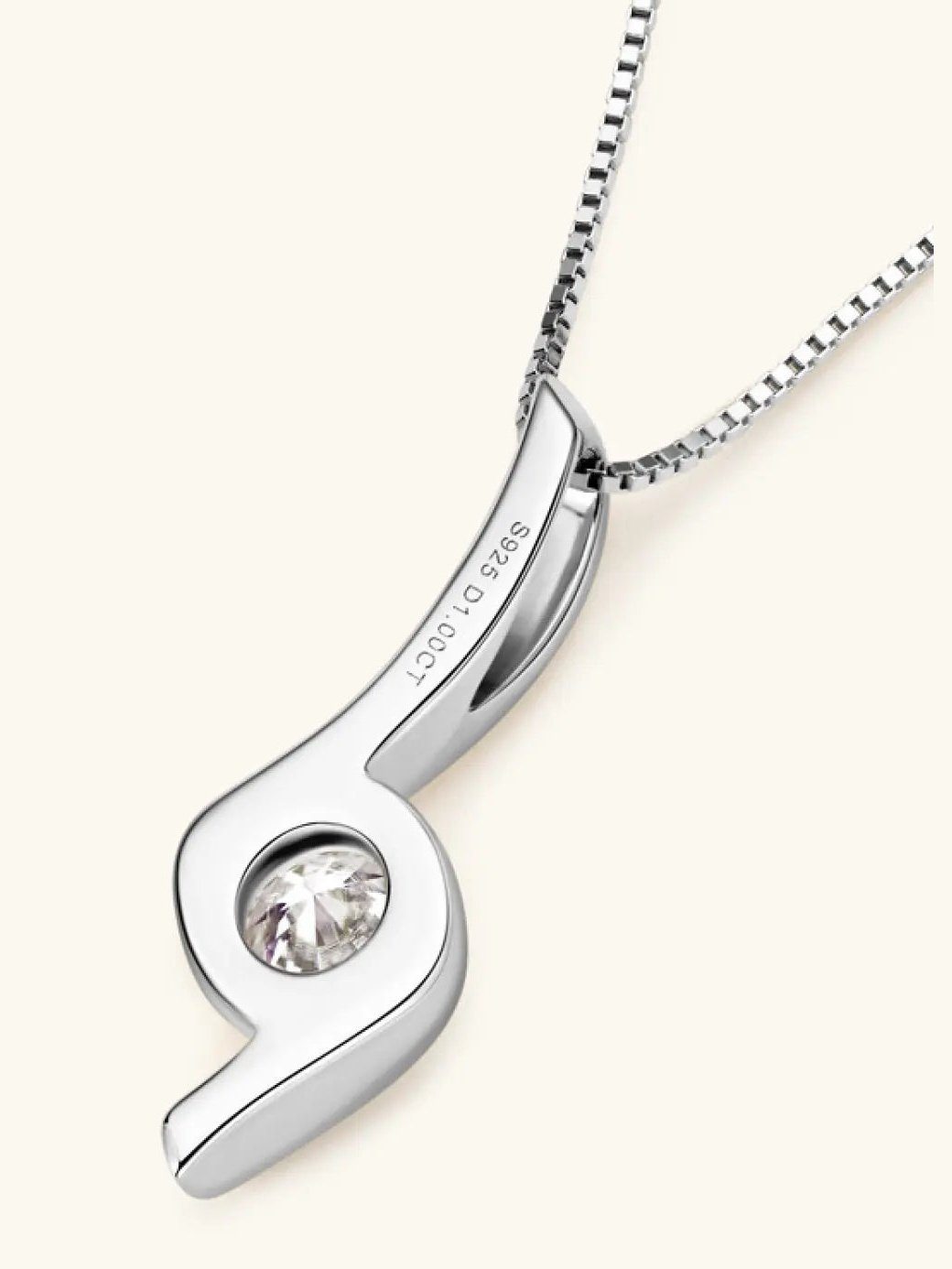 1 Carat Moissanite 925 Sterling Silver Necklace 