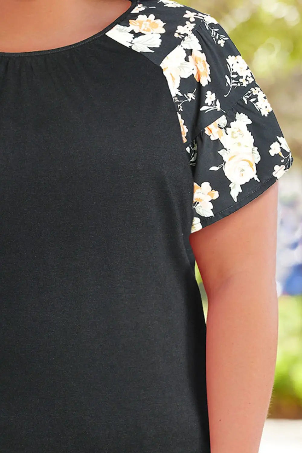Plus Size Floral Spliced Tee Shirt Trendsi