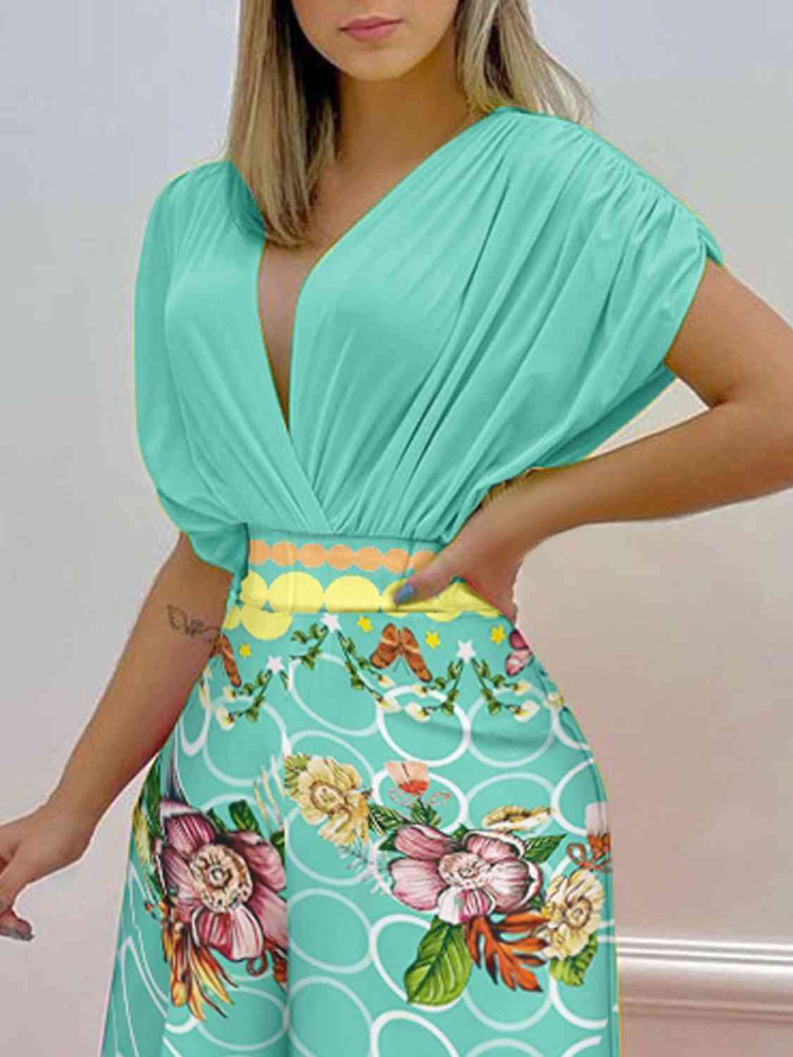 Sweetheart Surplice Top and Wide Leg Pants Set