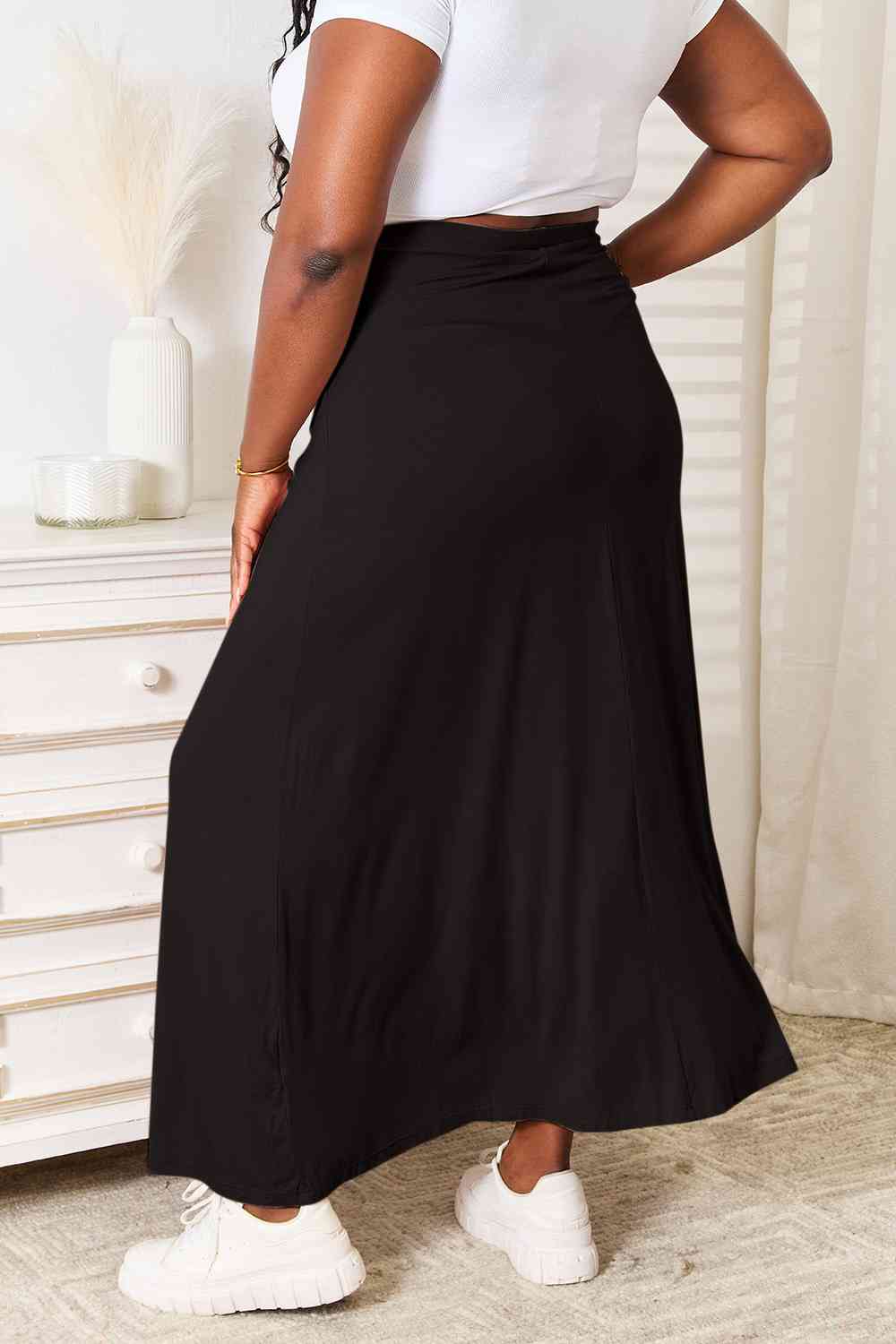 Double Take Full Size Soft Rayon Drawstring Waist Maxi Skirt Rayon elegantbunny