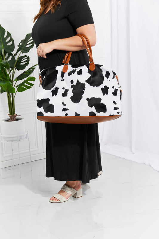 Plush Weekender Bag With Animal Print Trendsi