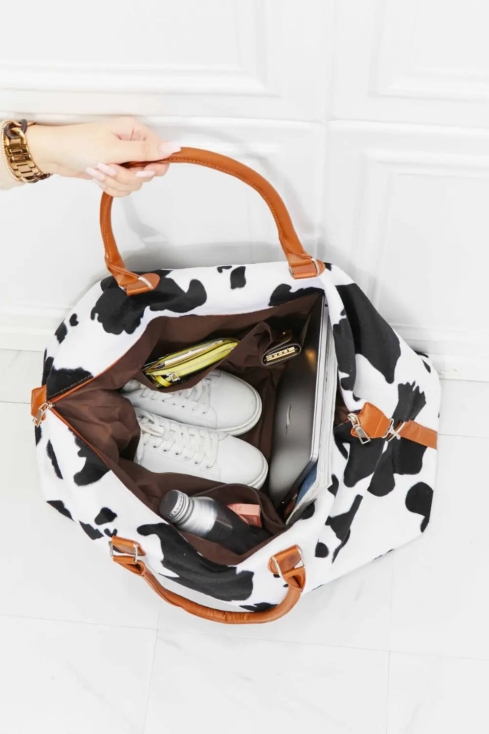 Plush Weekender Bag With Animal Print Trendsi