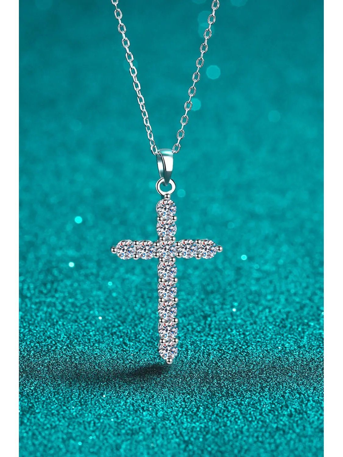 Moissanite Cross Pendant Chain Necklace Trendsi