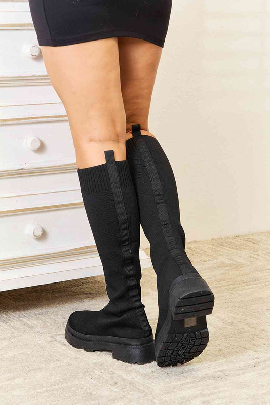 Knee High Platform Sock Boots by WILD DIVA