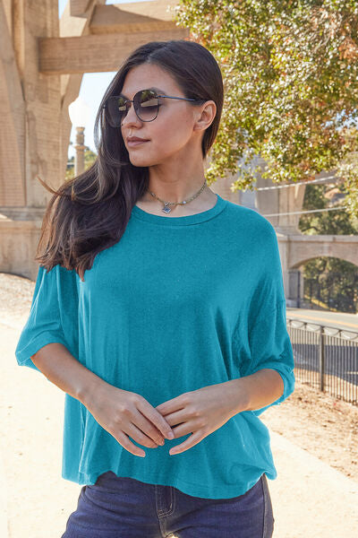 Basic Round Neck Drop Shoulder T-Shirt